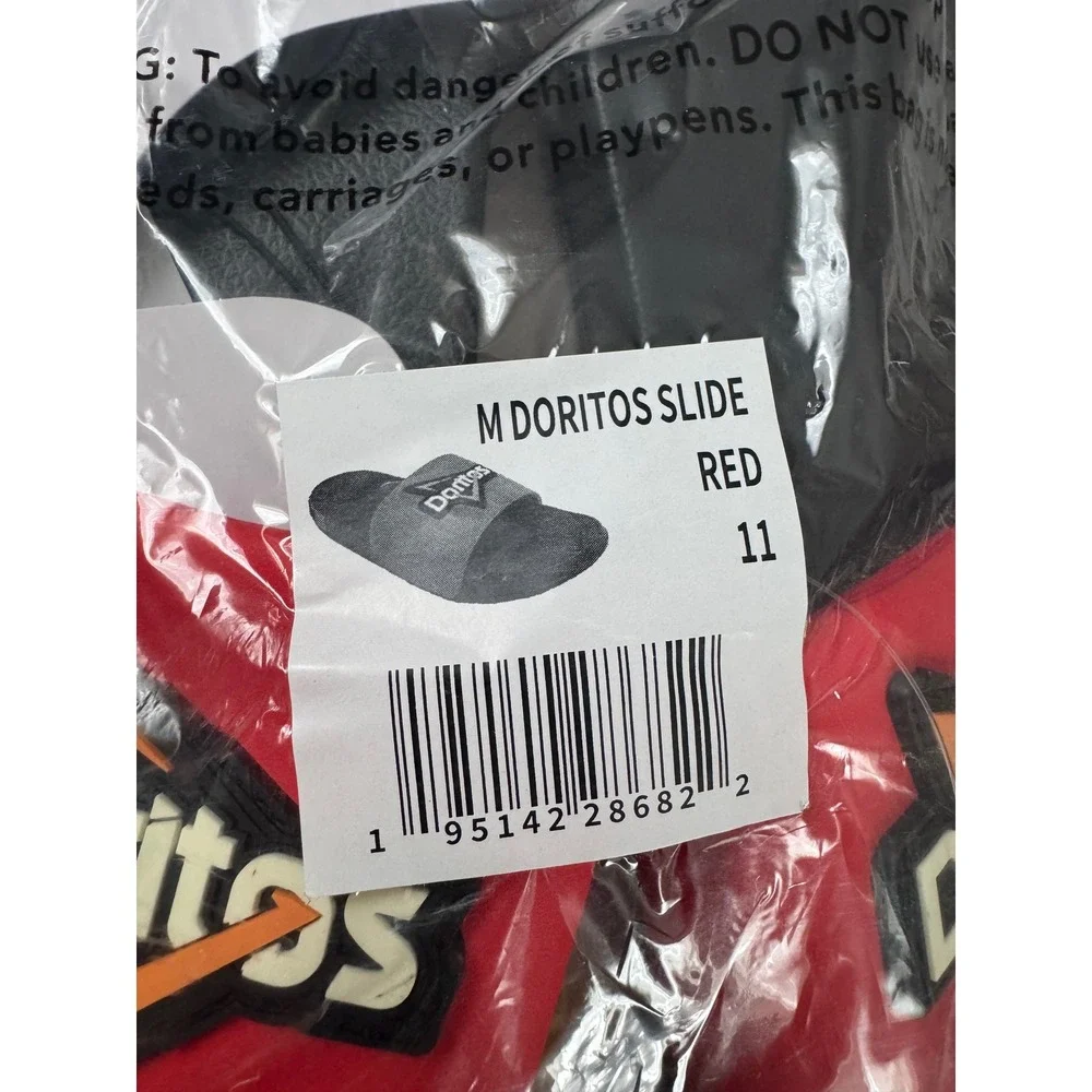 Doritos Nacho Cheese Slides Mens Size 11 Red Black Logo Sandals Slip On New